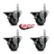 Service Caster 3'' Gray Poly Wheel Swivel 7/8'' Square Stem Caster Set with Brake, 4PK SCC-SQ20S314-PPUB-GRY-PLB-78-4 - alternate 2